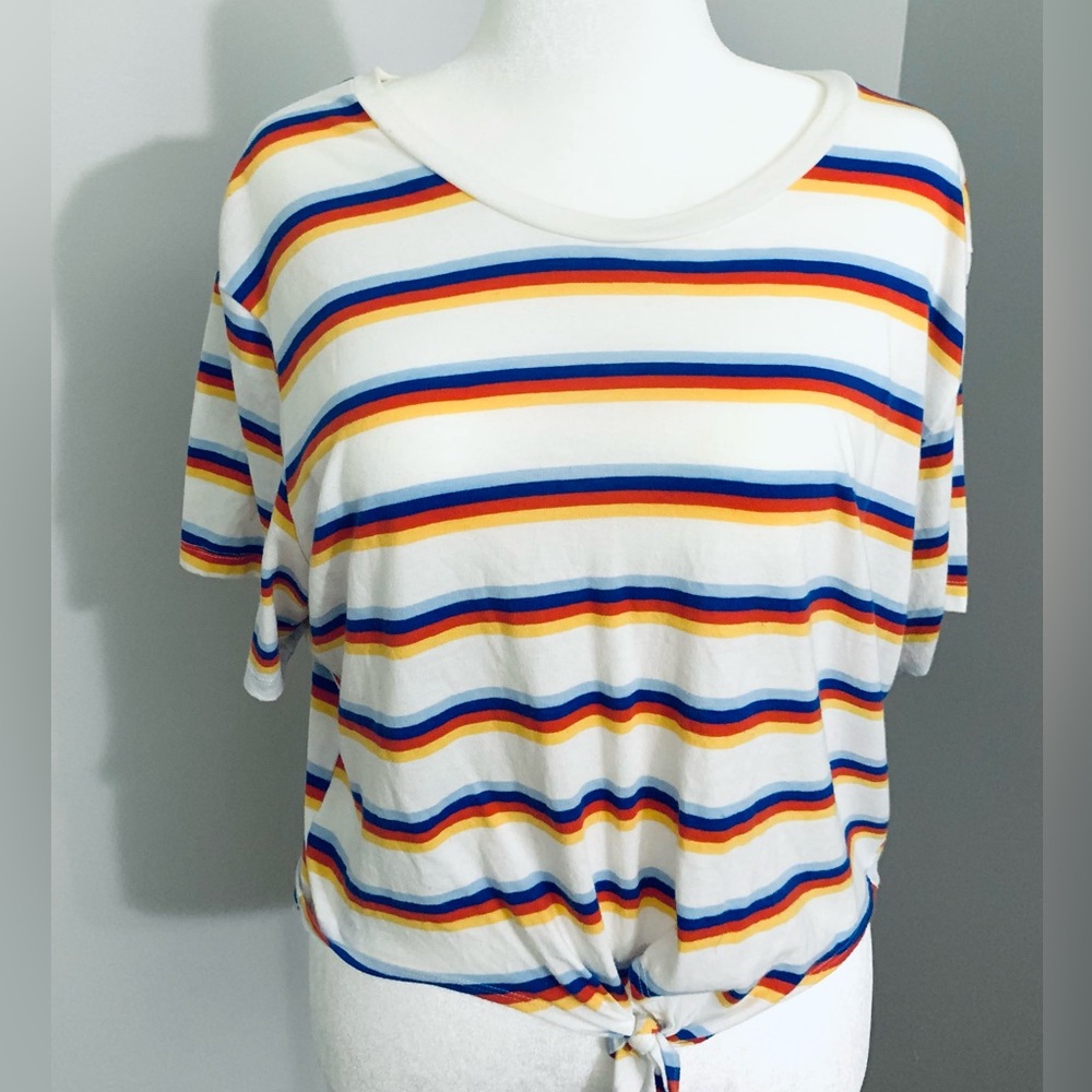 Tie Front Striped Tee/Size XL